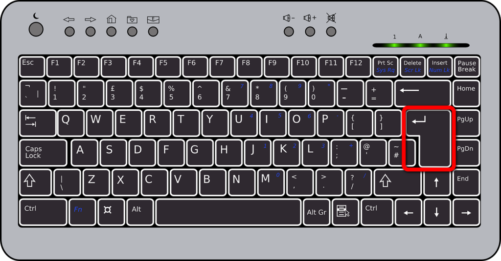 Tastatur mit Hervorhebung der Taste Enter